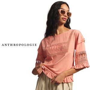 Anthropologie Tiny Sonoma Ruffled Top – Coral Pink – Size XL